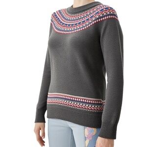 Gap Vintage Fair Isle Nordic Style Sweater in Gray, Pink  & Red Size XS